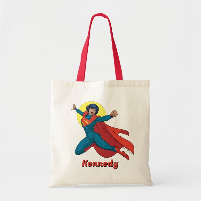Bolso De Tela Supergirl volando con traje azul (Frente)