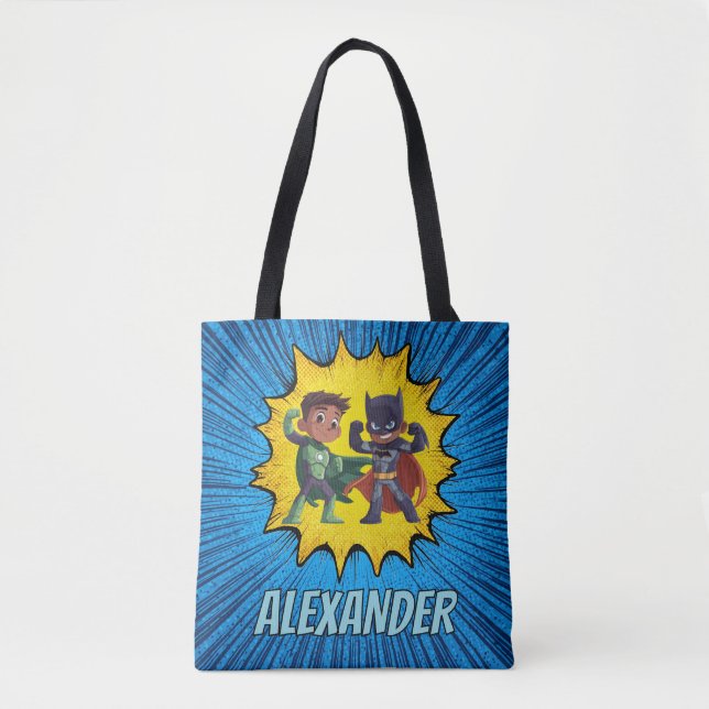 Bolso De Tela Superhero Personalised Boys Tote Bag Custom Name (Anverso)