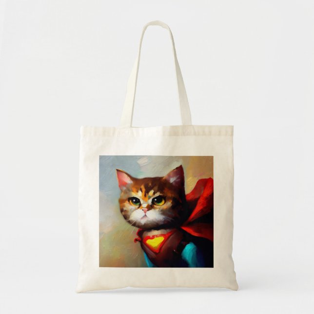 Bolso De Tela Superhéroe de gato (Frente)