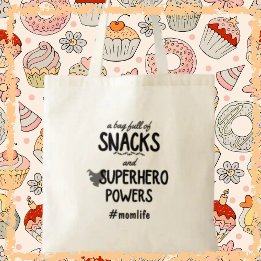 Bolso De Tela Superheroína y Mamá de bocadillos Día de la Madre