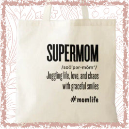 Bolso De Tela Supermama Funny Moderno Mamá Cuta Diciendo