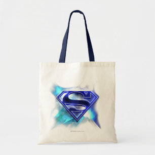 Bolso De Tela Supermán estilizado Logo Blue White Crystal