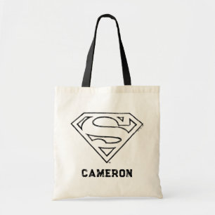 Bolso De Tela Superman S-Shield   Logotipo de esquema negro simp