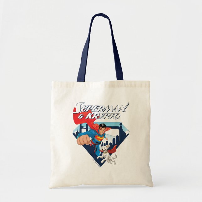 Bolso De Tela Superman y Krypto Soar (Frente)