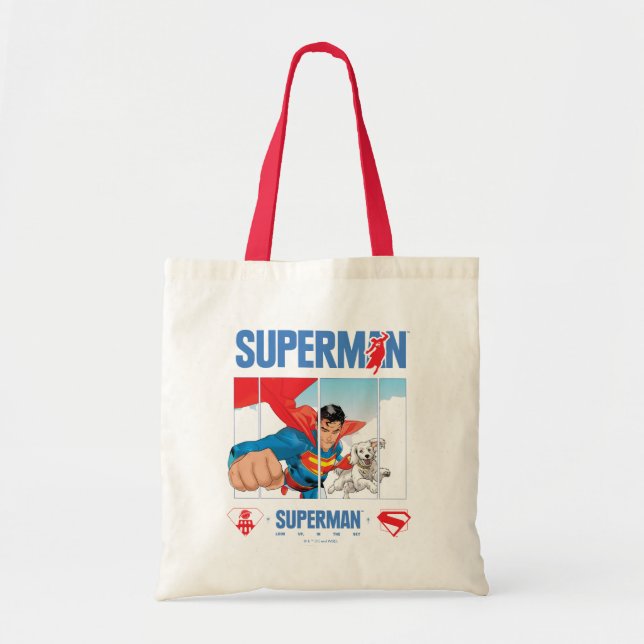 Bolso De Tela Superman y Krypto Take Flight (Frente)