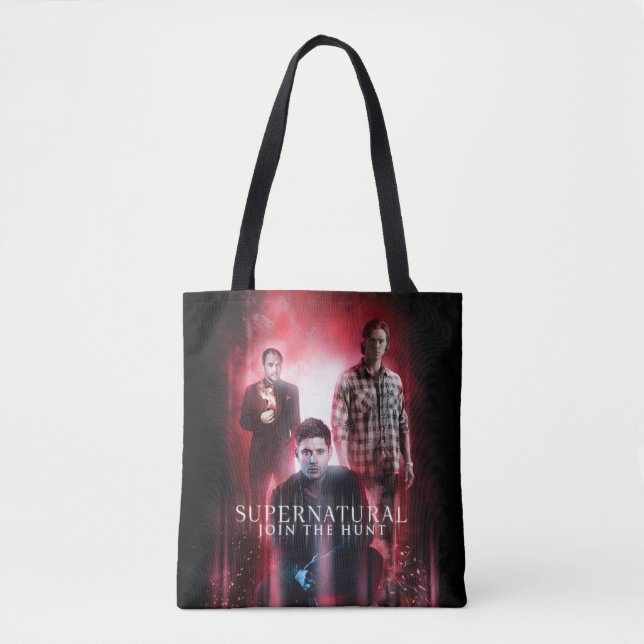 Bolso De Tela Supernatural Crowley, Dean y Sam (Anverso)
