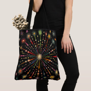 Bolso De Tela Supernova - Estrellas arcoiris Galaxia Retro Negro