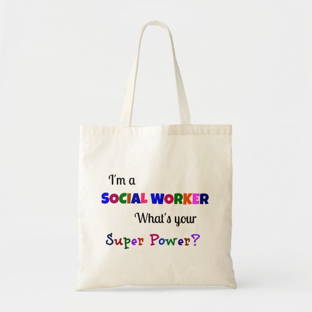 Bolso De Tela Superpotencia de trabajador social (Frente)