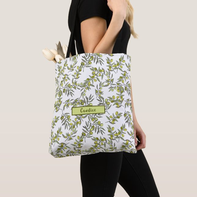 Bolso De Tela Suplente verde del olivo (Detalle)