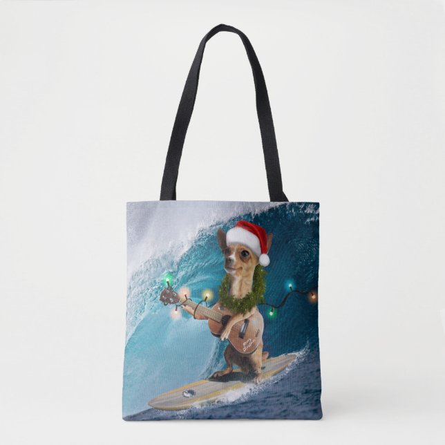 Bolso De Tela Surf Chihuahua navidades (Anverso)