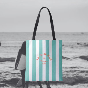 Bolso De Tela Surf Club Escudo Turquesa Cabana Stripe