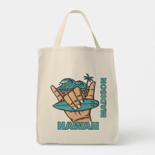 Bolso De Tela Surf de ubicación y nombre personalizado Shaka