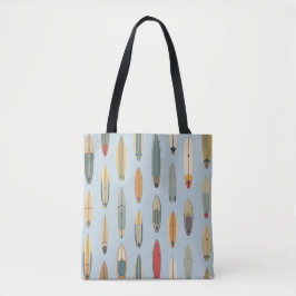 Bolso De Tela Surf Life - Retro Coastal Blue Surfboard Print