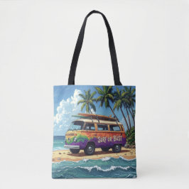 Bolso De Tela Surf Or Bust Groovy Retro Hippie Surfista Autobús 
