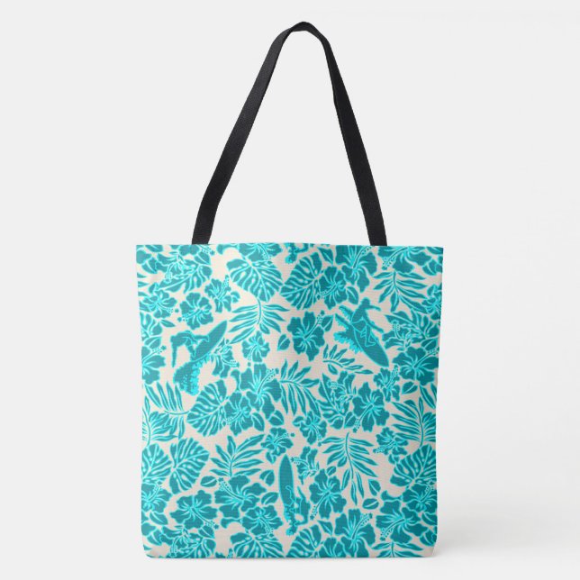 Bolso De Tela Surf Pareau Hawaiian Hibiscus Surfing Beach Bag (Anverso)