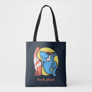Bolso De Tela Surf Shark Beach Por Favor