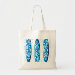 Bolso De Tela Surfboard azul Arte de playa de verano