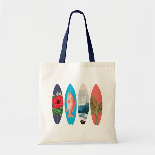 Bolso De Tela Surfboards Retro Coloridas (Frente)
