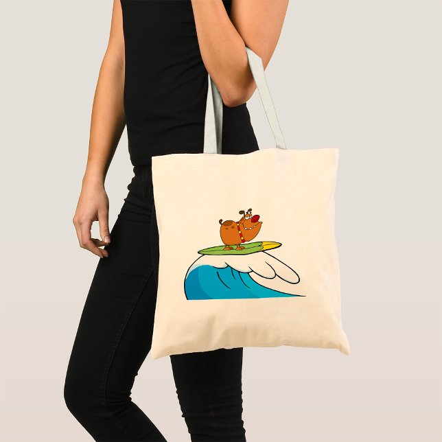 Bolso De Tela Surfing Bulldog Funny Dog Tote Bag (Subido por el creador)