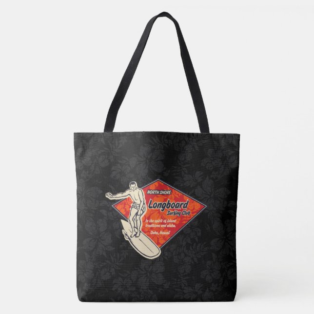 Bolso De Tela Surfing Club Diamante Hawaiano Hibiscus Beach Bag (Anverso)