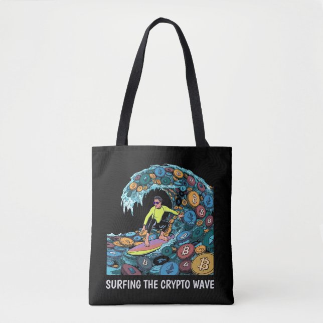 Bolso De Tela Surfing Crypto (Anverso)