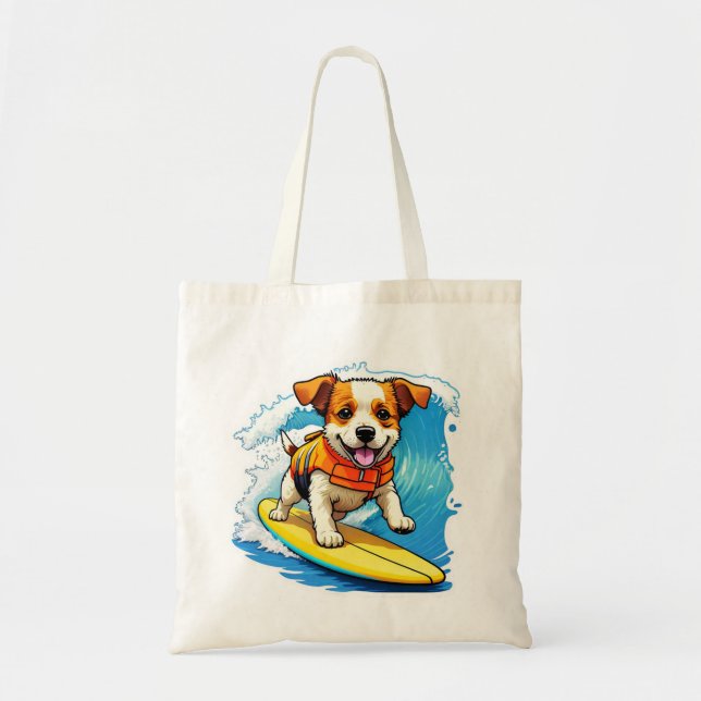 Bolso De Tela Surfing Dog (Frente)