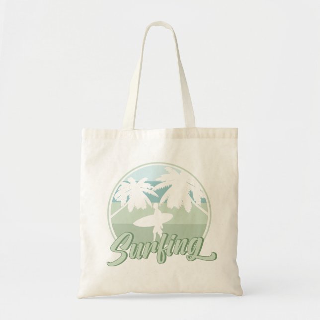Bolso De Tela Surfing Retro Surfboarding Surfer Gift (Frente)