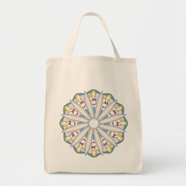 Bolso De Tela Surfista Chica Mandala Patrón femenino de surf (Frente)