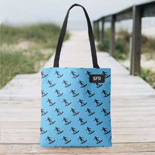 Bolso De Tela Surfistas en Surfboard Patter - sus iniciales / no