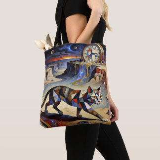 Bolso De Tela Surreal Cat Melting Clocks Dali Picasso Inspired