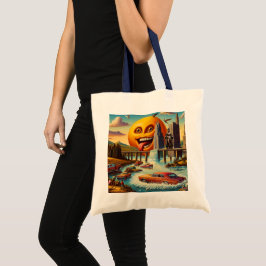 Bolso De Tela "Surreal Cityscape con Sol Antropomórfico"