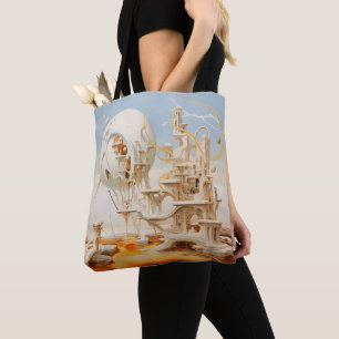 Bolso De Tela Surrealismo Resumen Edificio Blanco