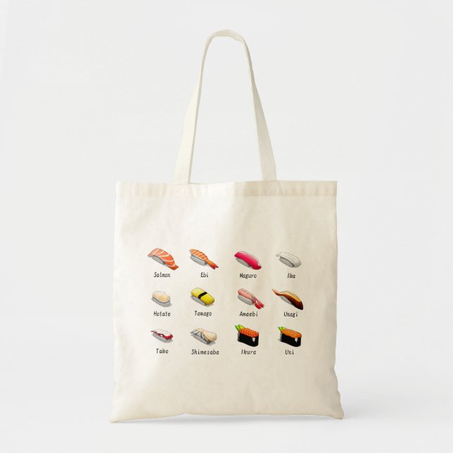Bolso De Tela Sushi Wasabi comida japonesa linda (Frente)