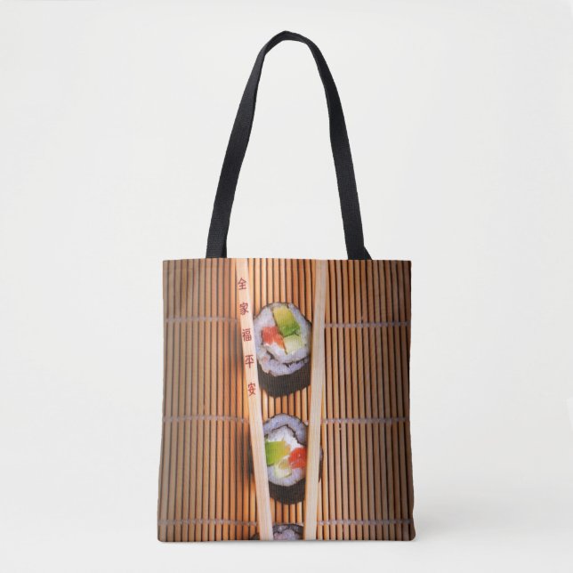 Bolso De Tela Sushi y palillos de madera (Anverso)
