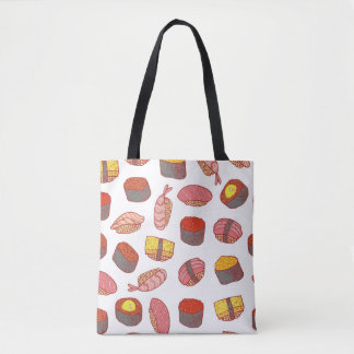 Bolso De Tela Sushi y rodillos sin fisuras. Doodle personalizado