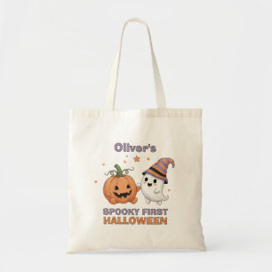 Bolso De Tela "Susto en el Primer Halloween" Fantasma y Calabaza