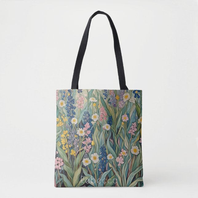 Bolso De Tela Susurros de pradera: Flores silvestres pasteles (Anverso)