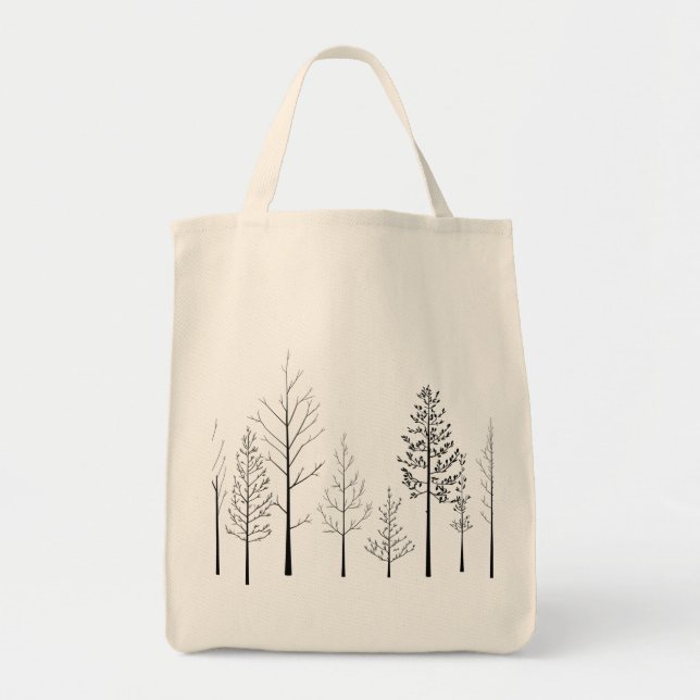 Bolso De Tela Susurros del bosque - Silhouett de árbol Minimalis (Frente)