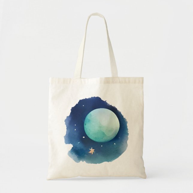Bolso De Tela Susurros lunares: paisaje acuático nocturno (Frente)