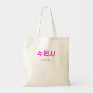 Bolso De Tela Suwonsi Rosa Corea del Sur Hangul