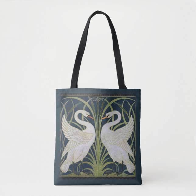 Bolso De Tela Swan Art Nouveau Dos Cisnes (Anverso)