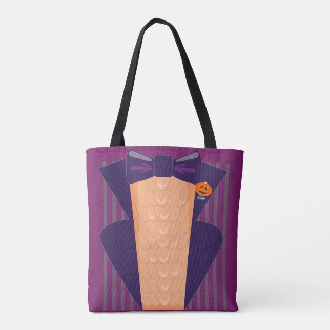 Bolso De Tela Swanky Spooky Funny Halloween Diseño de Tuxedo (Reverso)
