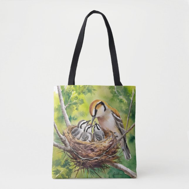 Bolso De Tela Sweet Bird Nest Painting (Anverso)