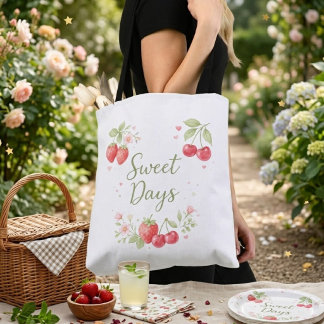 Bolso De Tela Sweet Days Watercolor Fruit Aesthetic Tote Bag