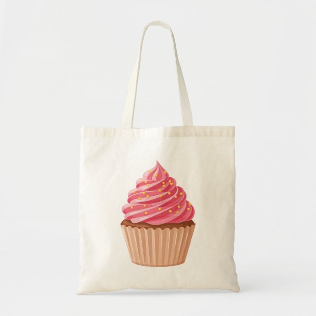 Bolso De Tela Sweet Pink Cupcake with Gold Sprinkles (Frente)