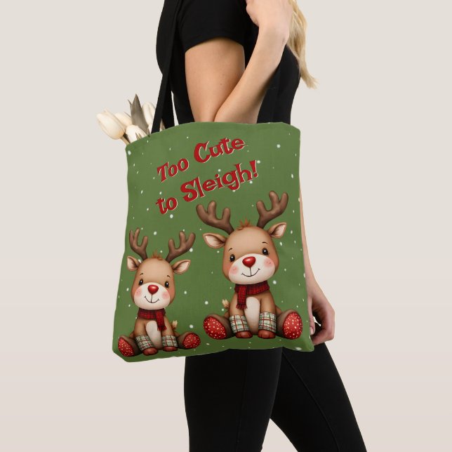 Bolso De Tela Sweet Reindeer Pair in Holiday Snowfall (Detalle)