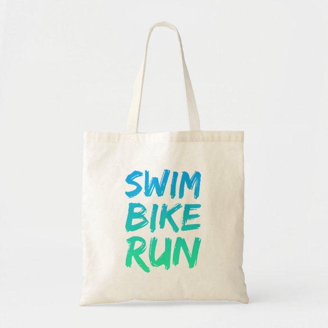Bolso De Tela Swim Bike Run gran diseño (Frente)
