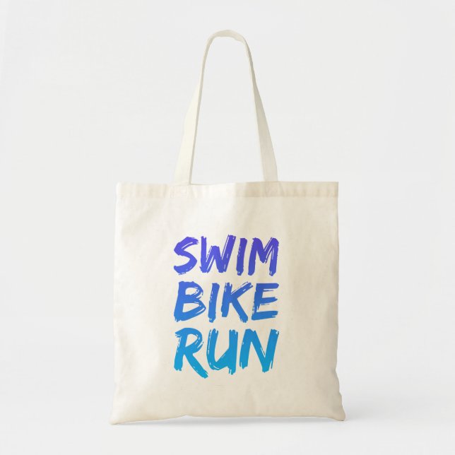 Bolso De Tela Swim Bike Run gran diseño (Frente)