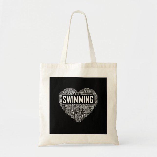 Bolso De Tela Swimming Heart Coach Swimmer Gift Swift Lover Rega (Frente)