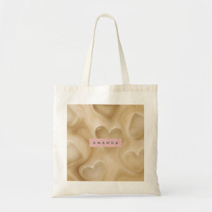 Bolso De Tela Swirl Creamy Coffee Heart Personalizado